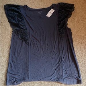 NWT Loft Lace Flutter Sleeve Too